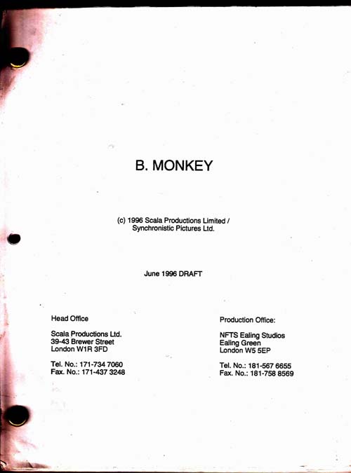Image for B. Monkey [Original Screenplay]