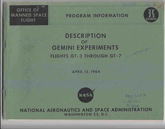 Image for Description of Gemini Experiments, Flights GT-3 through GT-7