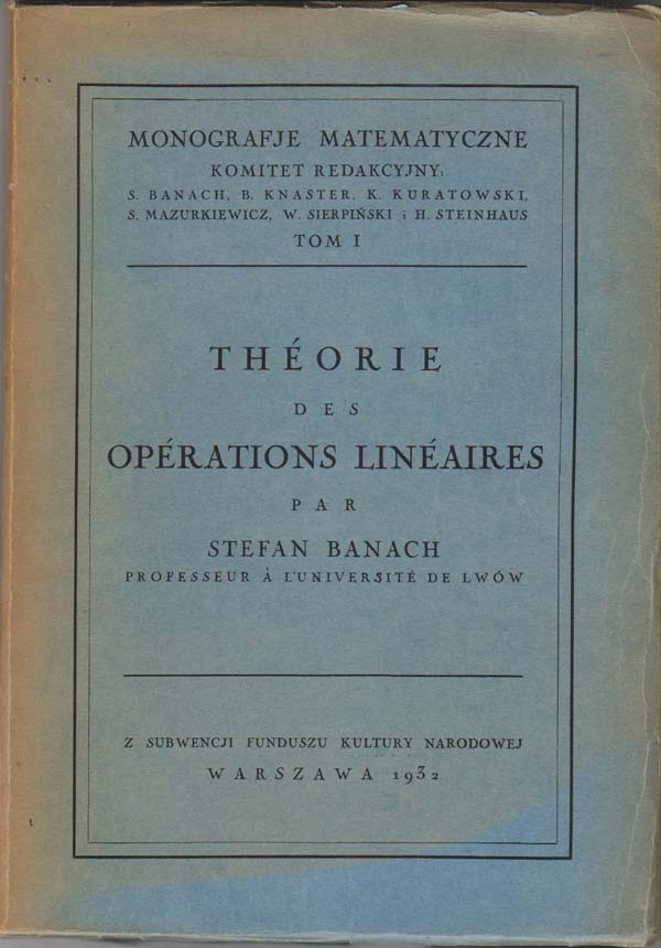 Image for Thorie Des Oprations (Operations) Linaires (Lineaires). Monografje Matematyczne Tom I.