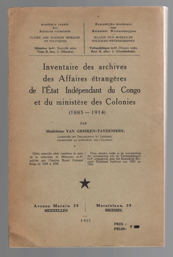 Image for Inventaire des archives des Affaires etrangeres de l'Etat Independant du Congo et du ministere des Colonies 1885-1914