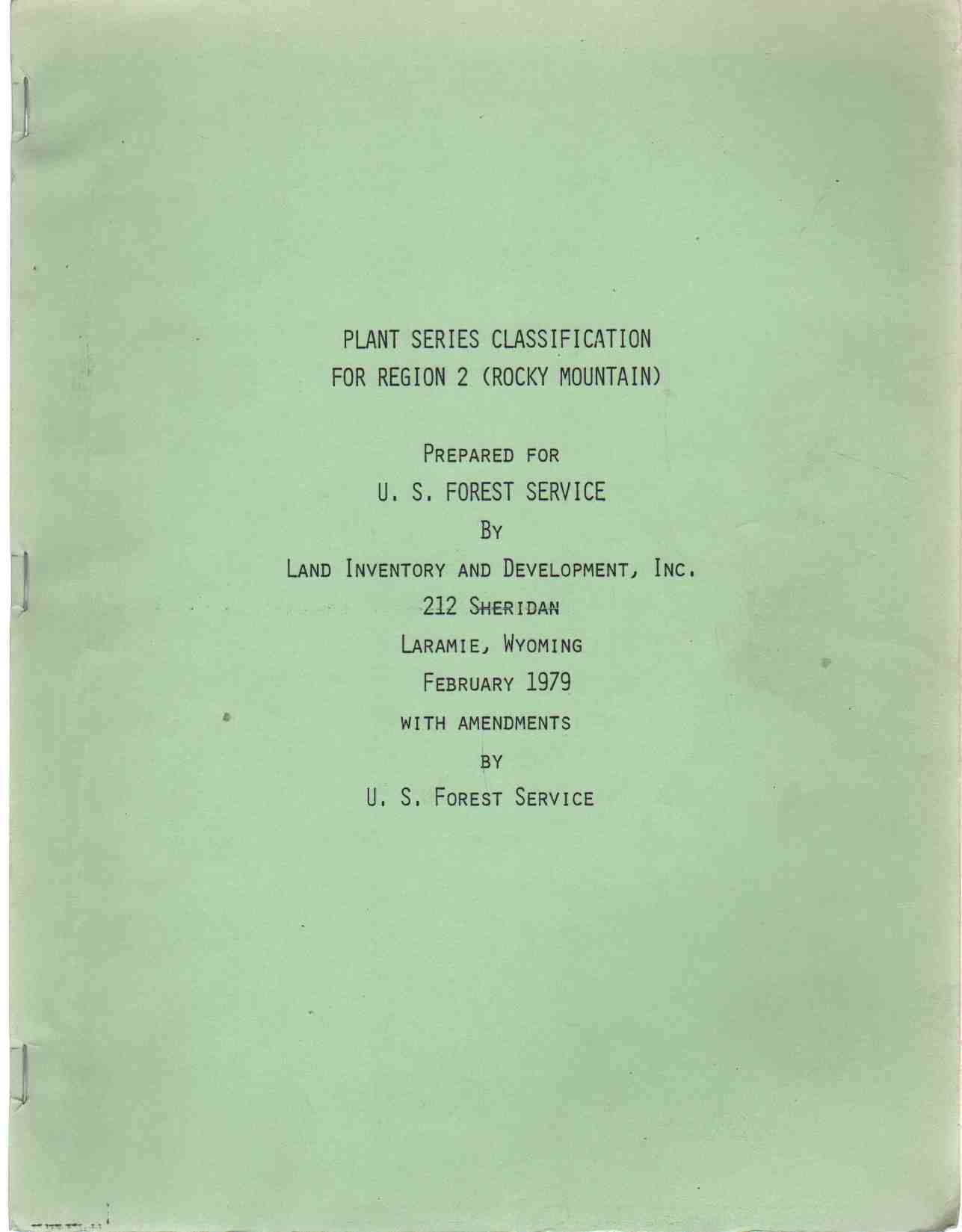 Image for PLANT SERIES CLASSIFICATION FOR REGION 2 (Rocky Mountains)
