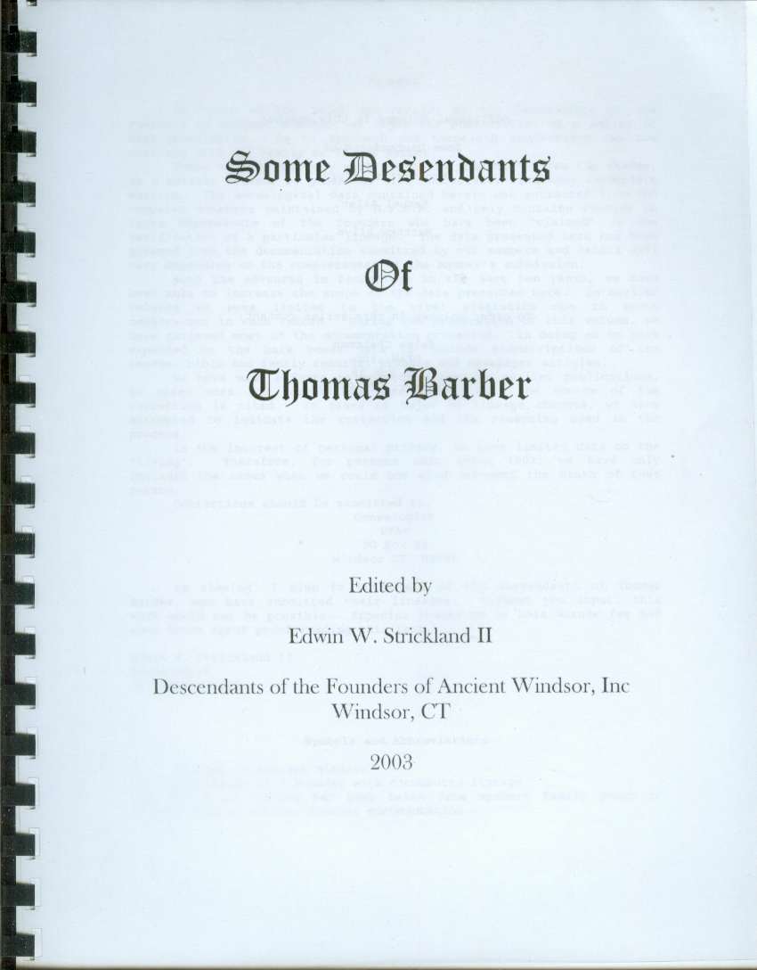 Image for SOME DESCENDANTS OF THOMAS BARBER