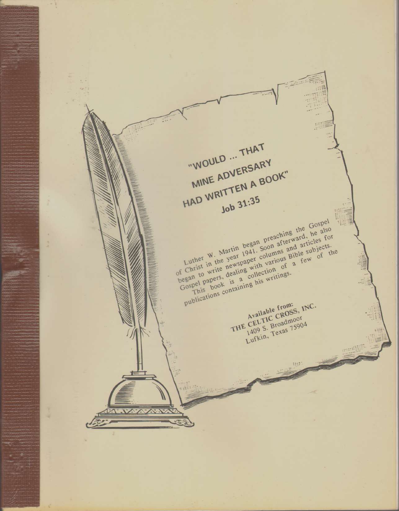 Image for "WOULD...THAT MINE ADVERSARY HAD WRITTEN A BOOK" Job 31:35
