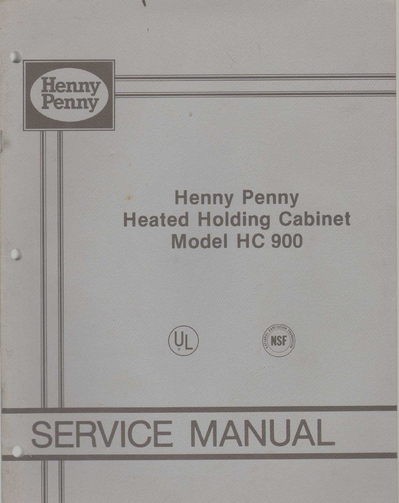 Image for HENNY PENNY HEATED HOLDING CABINET MODEL HC-900 Service Manual