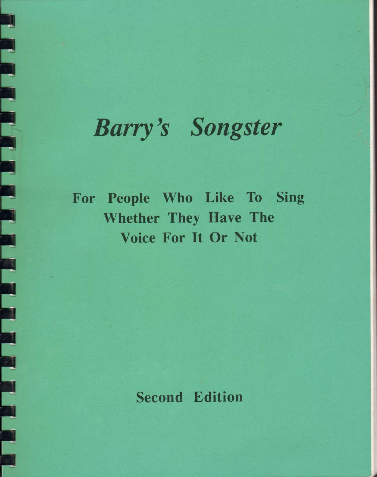 Image for BARRY'S SONGSTER For People Who like to Sing Whether They Have the Voice for it or Not