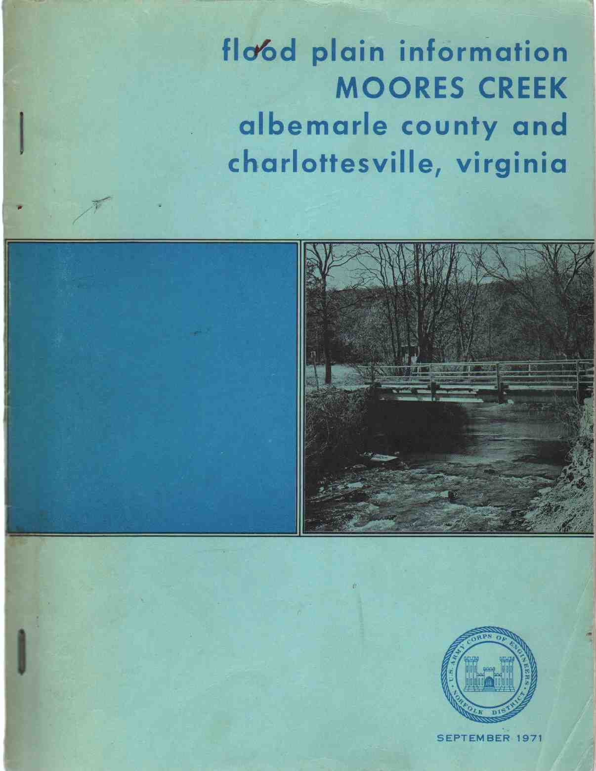 Image for FLOOD PLAIN INFORMATION - MOORES CREEK Albemarle County and Charlottesville, Virginia