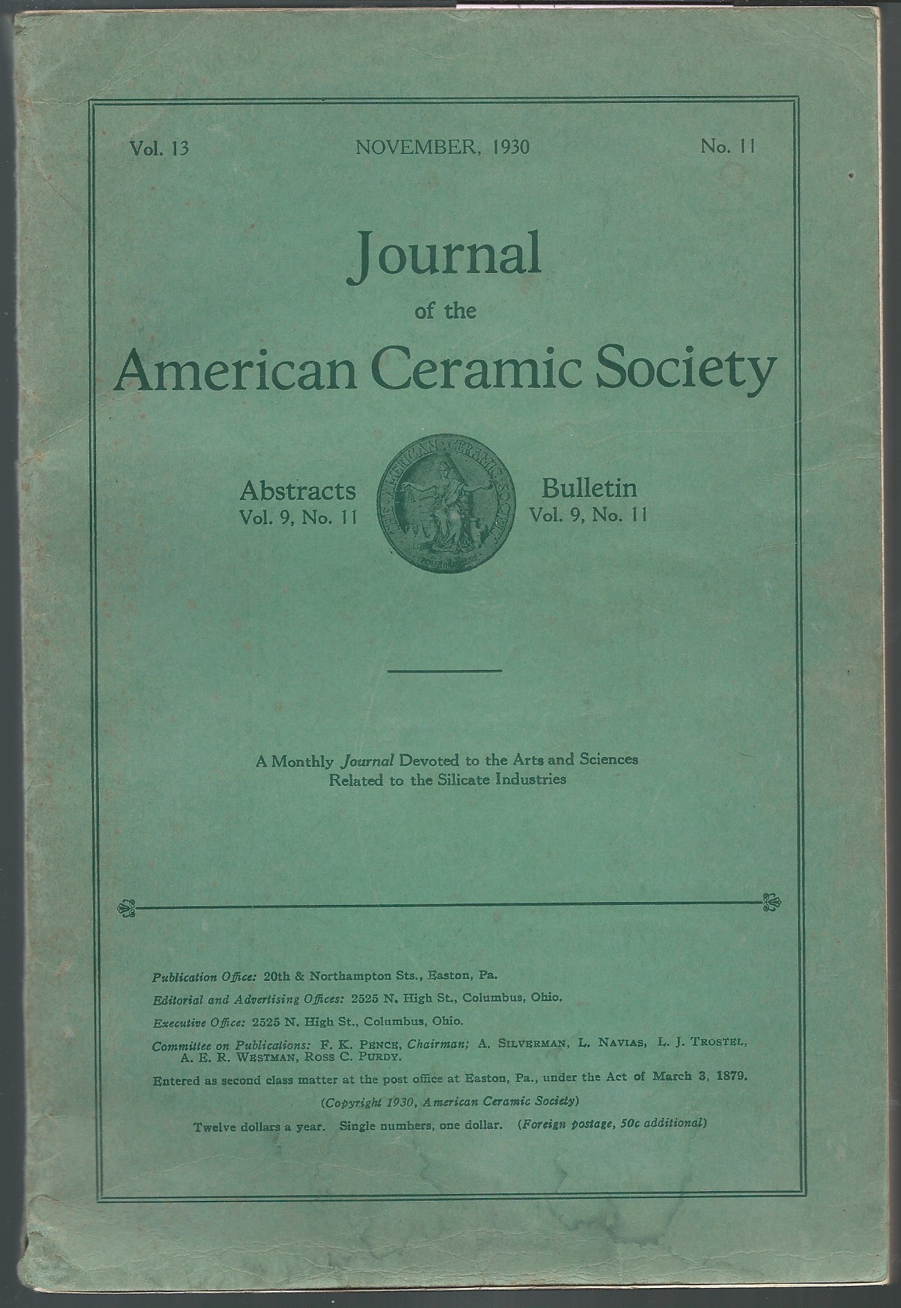 Image for Ceramic Abstracts and the Bulletin; JOURNAL OF THE AMERICAN CERAMIC SOCIETY: