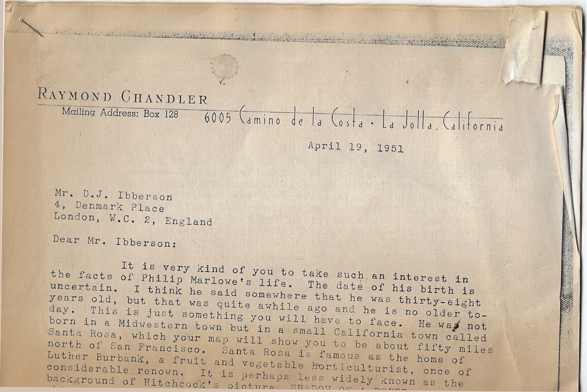 Letter to D.J. Ibberson