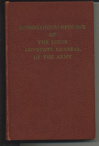 Image for Memorandum Opinions Of The Judge Advocate General Of The Army