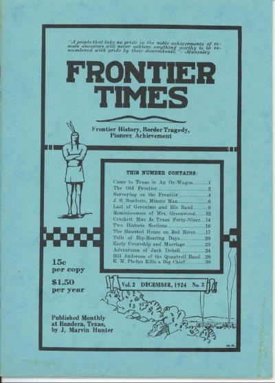 Image for Frontier Times Magazine, December 1924
