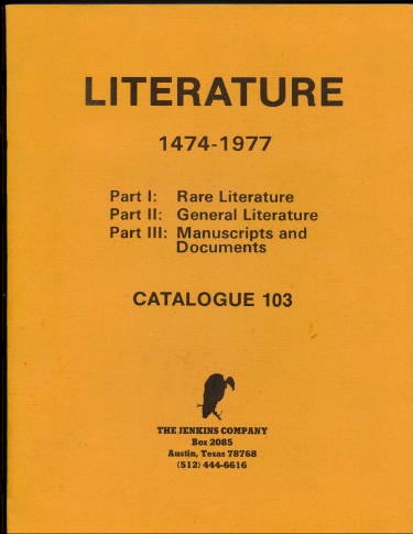 Image for Literature 1474-1977, Catalogue 103