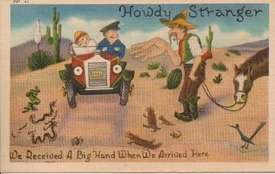 Image for Howdy Stranger: We Received A Big Hand When We Arrived Here