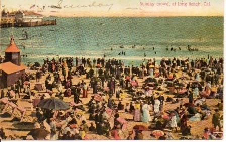 Image for Sunday Crowd, At Long Beach, California, Postcard
