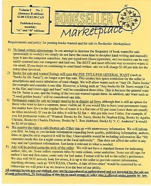 Image for Bookseller Marketplace, Volume 1, No. 1, January B Edition Published Twice Monthly