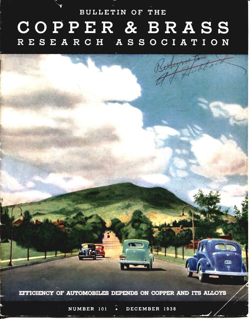 Image for Bulletin Of The Copper & Brass Research Association Efficiency of Automobiles Depends on Copper and its Alloys, Number 101, December 1938