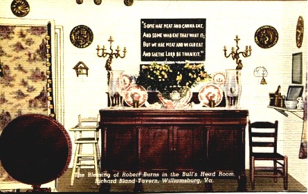 Image for The Blessing Of Robert Burns In the Bull's Head Room , Richard Bland Tavern, Williamsburg, Virginia