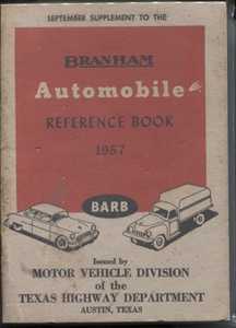 Image for September Supplement To The 1957 Branham Automobile Reference Book