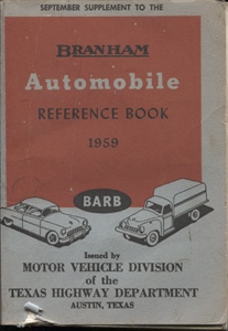 Image for September Supplement To The 1959 Branham Automobile Reference Book