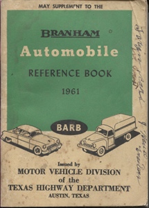 Image for May Supplement To The 1961 Branham Automobile Reference Book