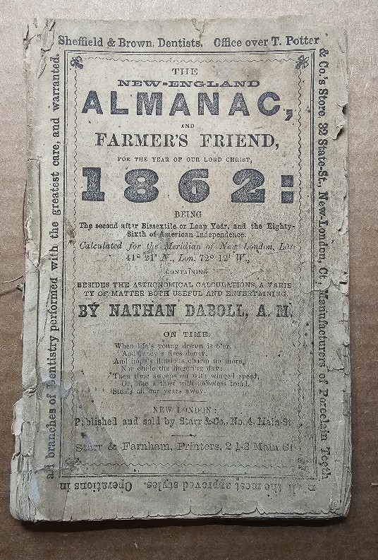 NEW ENGLAND ALMANAC AND FARMER'S FRIEND 1862