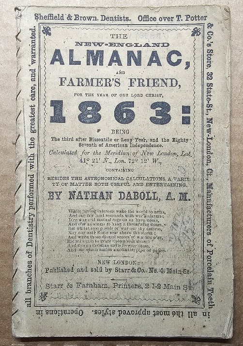 THE NEW ENGLAND ALMANAC AND FARMER'S FRIEND 1863