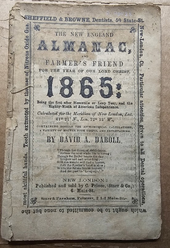 THE NEW ENGLAND ALMANAC AND FARMER'S FRIEND 1865