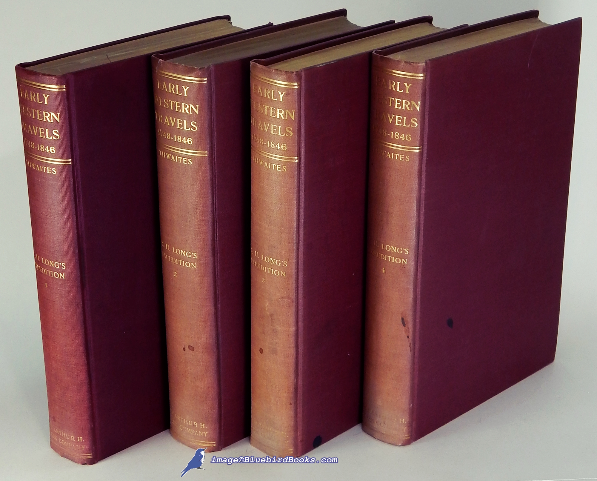 THWAITES, REUBEN GOLD; LONG, STEPHEN H.; - Account of an Expedition from Pittsburgh to the Rocky Mountains [the Long Expedition] (in Four Volumes) Reprinted from Volumes XIV, XV, XVI & XVII of Thwaites's Early Western Travels: 1748-1846