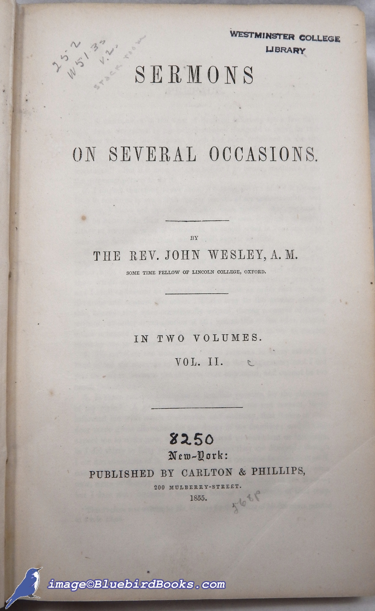 WESLEY, REV. JOHN - Sermons on Several Occasions, in Two Volumes (Volume II Only)