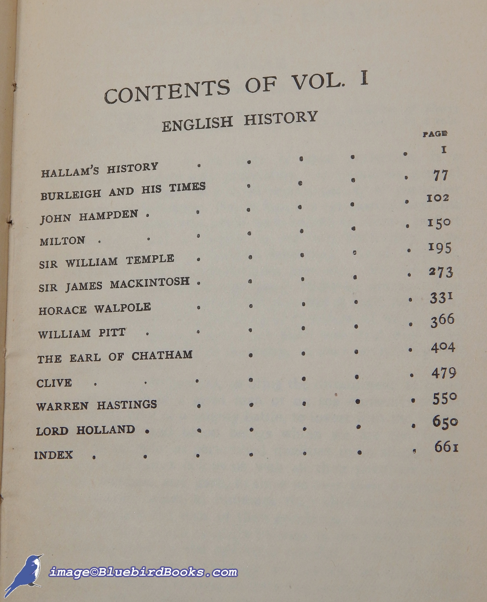 MACAULAY, THOMAS BABINGTON - Critical and Historical Essays by Thomas Babington Macaulay: Volume I Only (of Two) (Everyman's Library #225)
