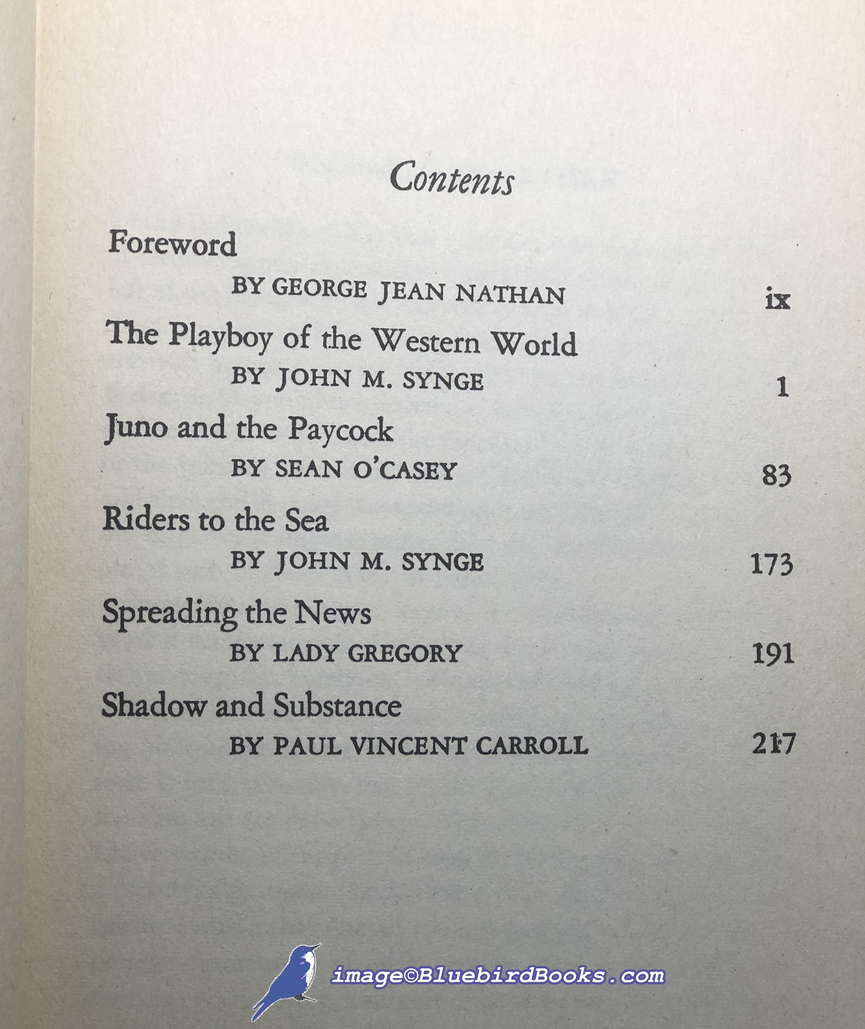 SYNGE, J.M.; O'CASEY, SEAN; LADY GREGORY; CARROLL, PAUL VINCENT - Five Great Modern Irish Plays, the Complete Texts (Modern Library #30. 3)