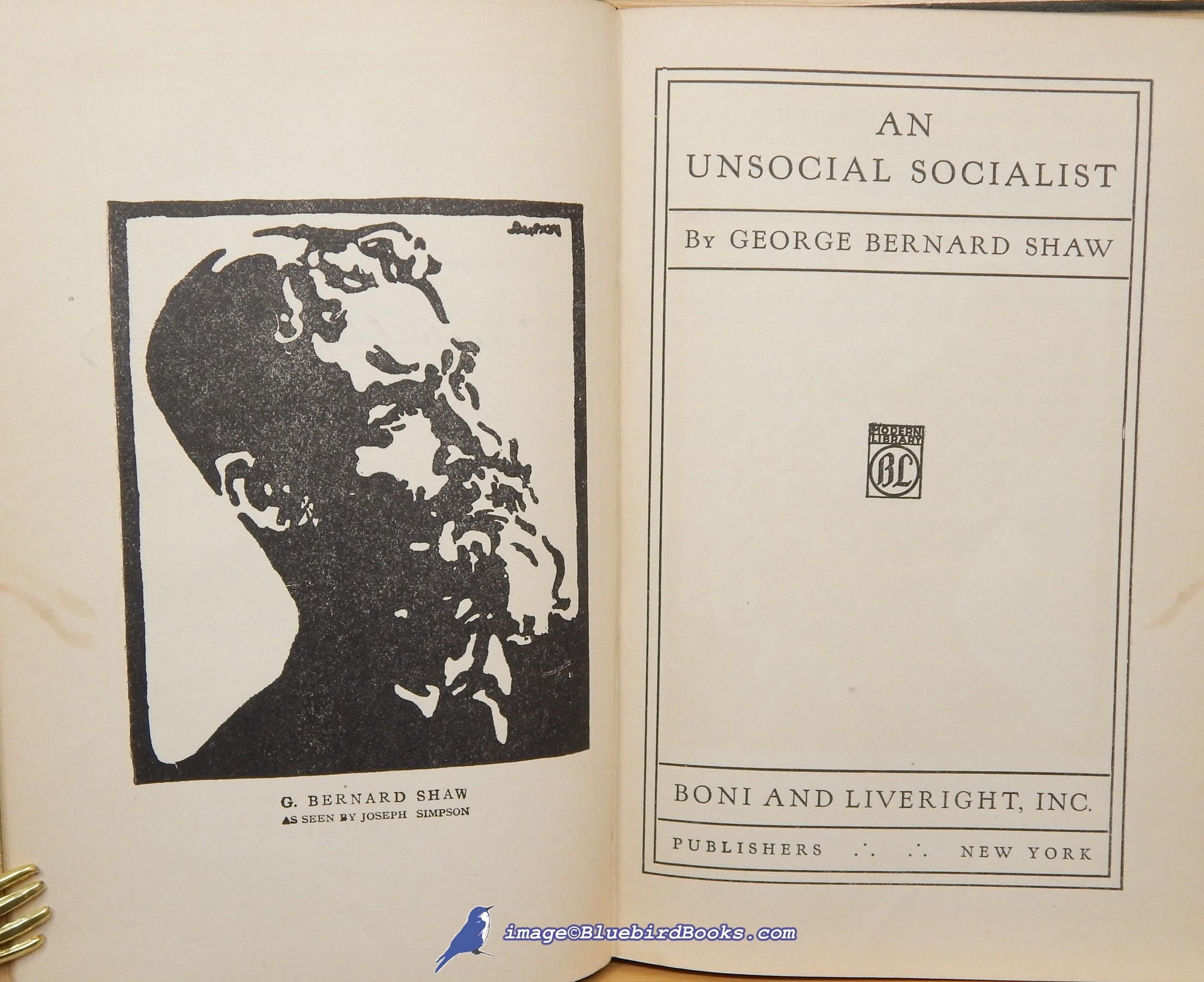 SHAW, GEORGE BERNARD - An Unsocial Socialist (Modern Library Spine 2, ML #96. 1)