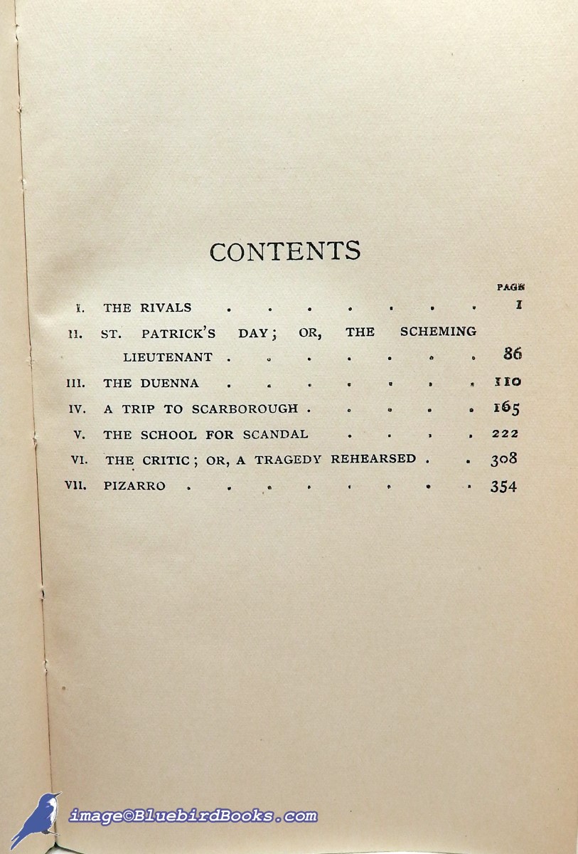 SHERIDAN, RICHARD BRINSLEY - The Plays of Richard Brinsley Sheridan (Everyman's Library #95)