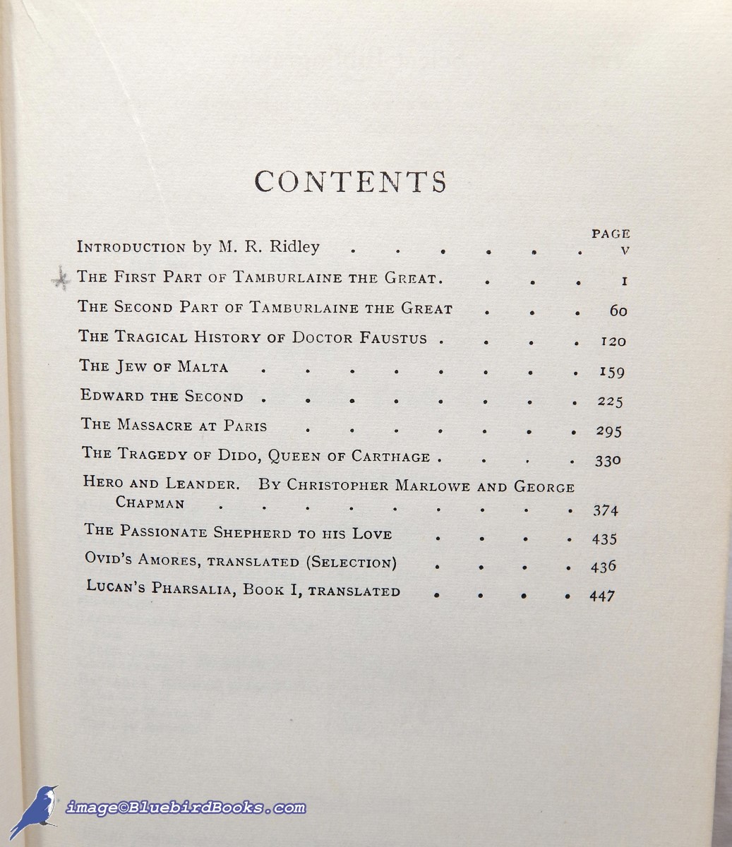 MARLOWE, CHRISTOPHER - Marlowe's Plays and Poems (Everyman's Library #383)
