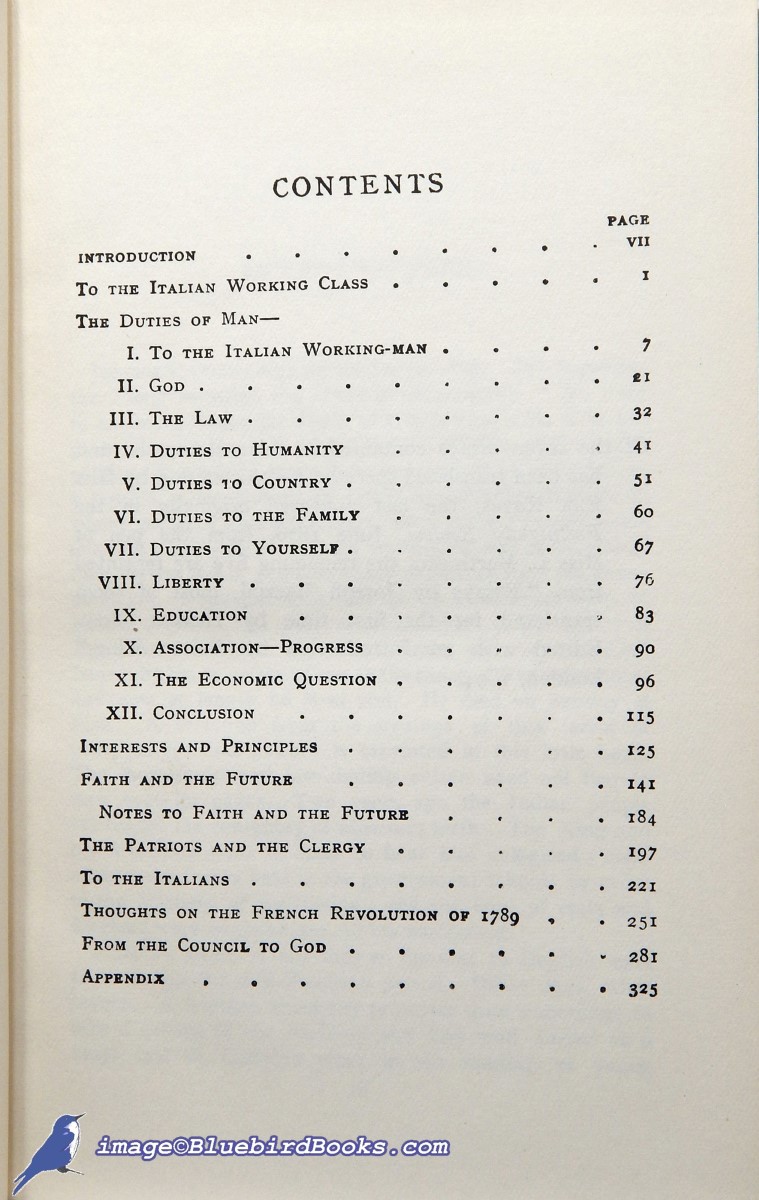 MAZZINI, JOSEPH - The Duties of Man and Other Essays (Everyman's Library #224)