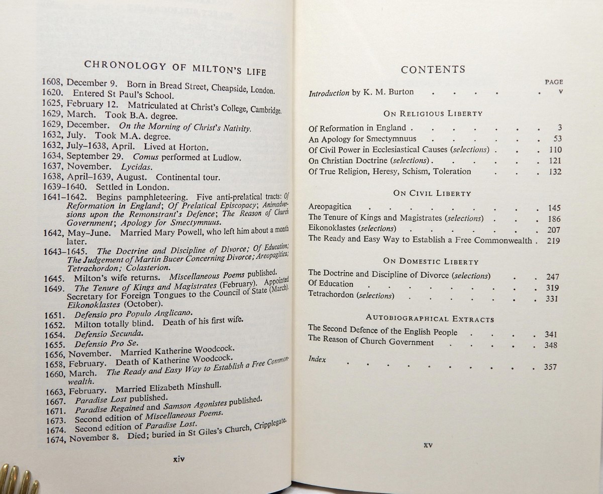 MILTON, JOHN - Milton's Prose Writings (Everyman's Library #795)