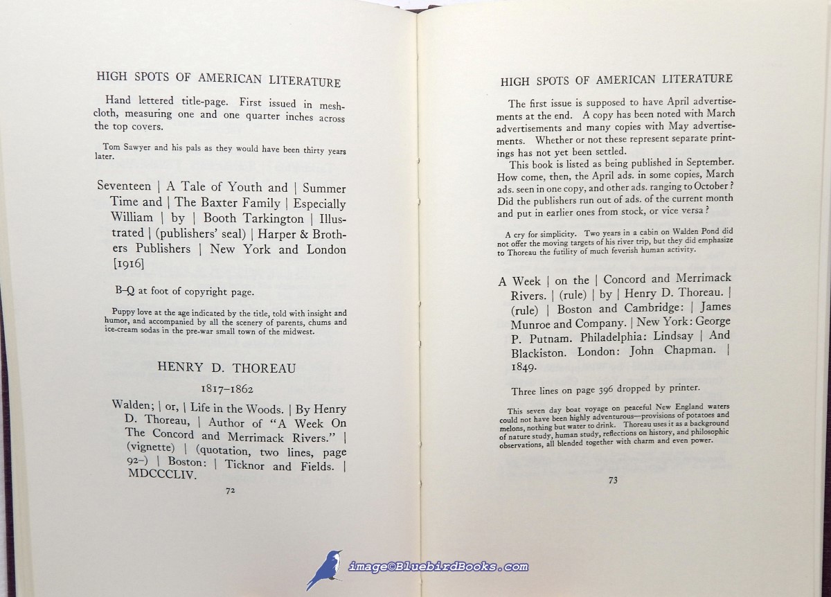JOHNSON, MERLE - High Spots of American Literature