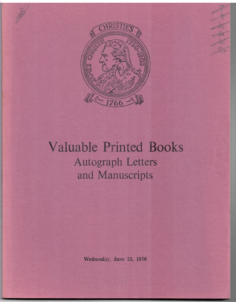 CHRISTIE'S - Valuable Printed Books, Autograph Letters and Manuscripts. The Properties of Mrs. Robin Marx, Formerly in the Library of the Late Hermann Marx, Sir William Gordon Cumming, Bt. The Lord Hindlip and from Various Sources Which Will Be Sold at Auction by Chri