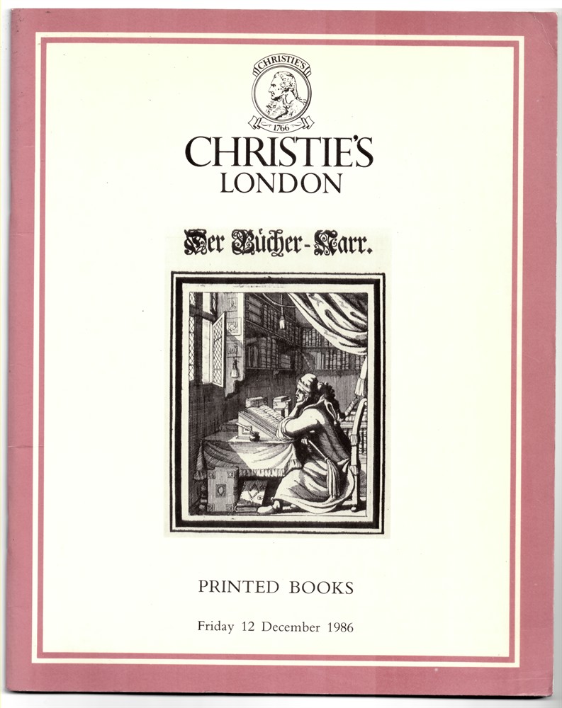 CHRISTIE'S - Printed Books Including Travel, Science, Early Printed Books, English Literature, Nineteenth & Twentieth Century Illustrated Works. The Property of the Cruising Association and Other Owners Which Will Be Sold at Christie's Great Rooms on Friday 12 Decembe