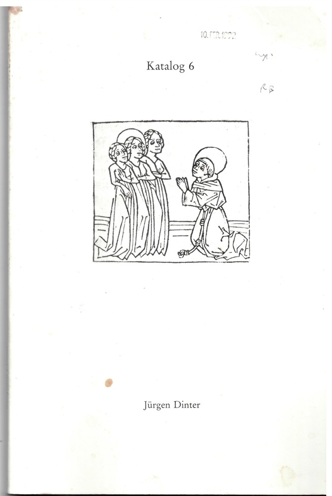 DINTER, JRGEN - JRgen Dinter. Antiquariat FR Philosophie. Katalog 6