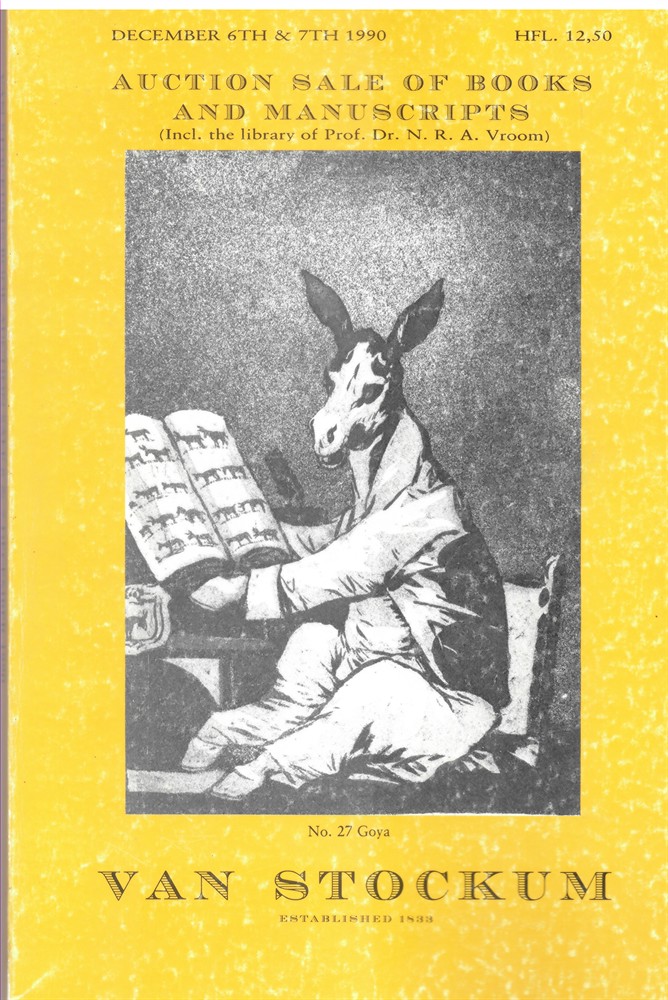 VAN STOCKUM'S AUCTIONS - December 6th & 7th 1990. Auction Sale of Books and Manuscripts (Incl. The Library of Prof. Dr. N.R. A. Vroom)