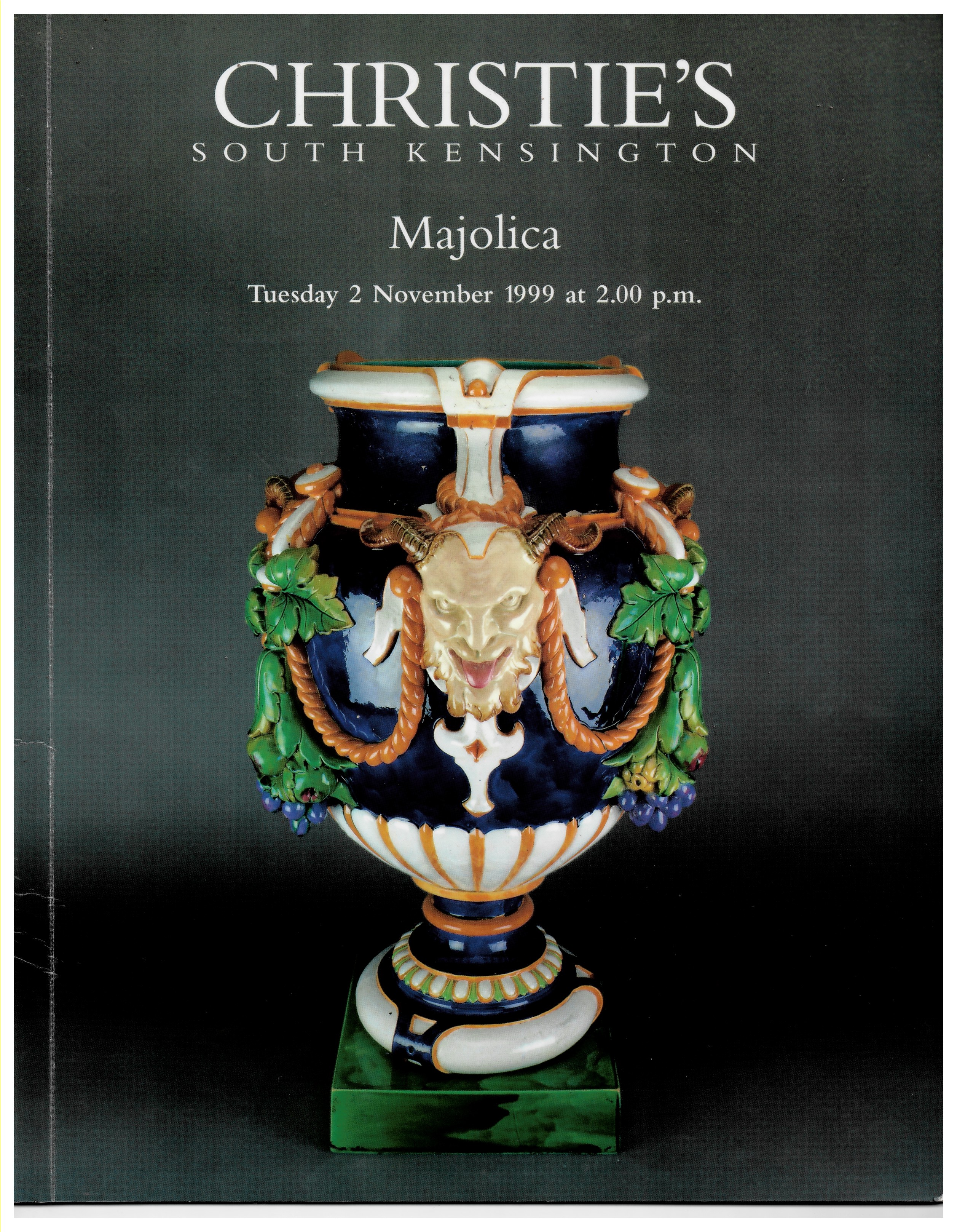 CHRISTIE'S SOUTH KENSINGTON - Majolica. Tuesday 2 November 1999