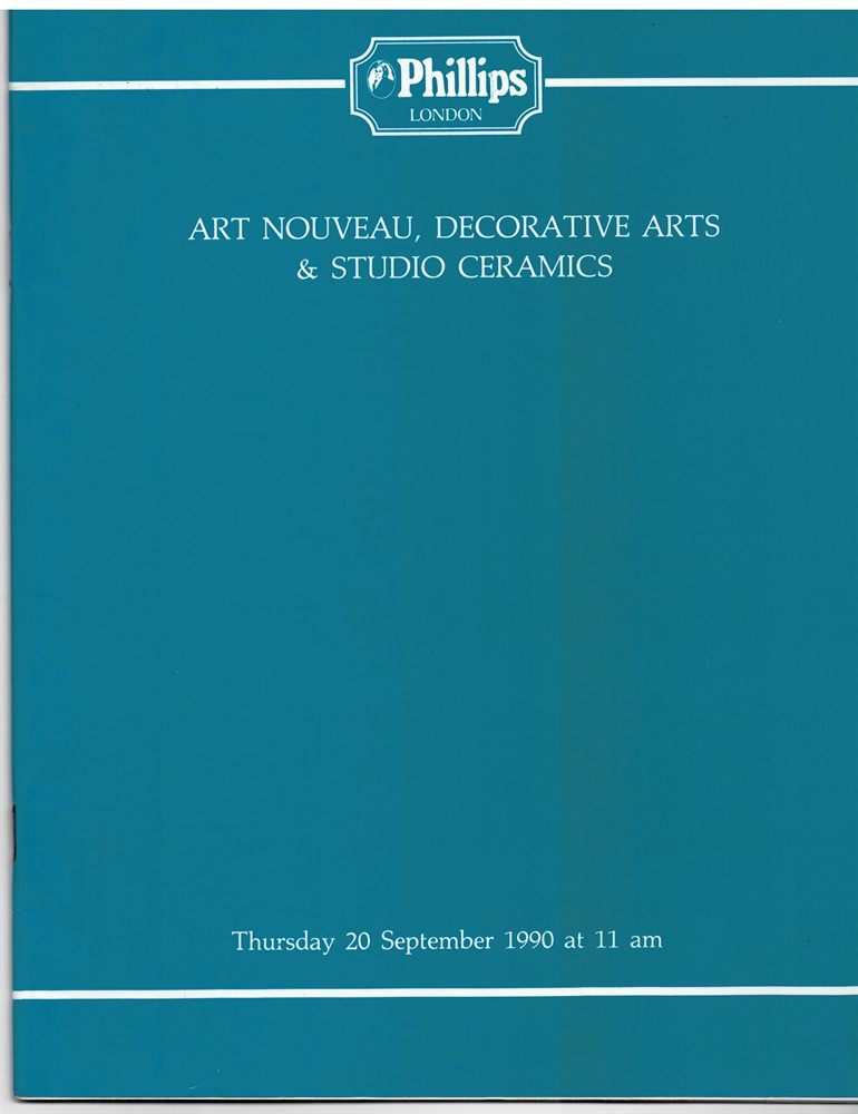 PHILLIPS, SON & NEALE - Art Nouveau, Decorative Art and Studio Ceramics to Be Sold by Auction. Thursday, 20 September 1990