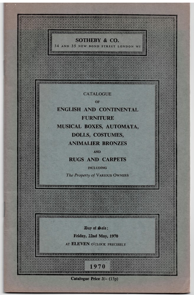 SOTHEBY & CO. - Catalogue of Rugs and Carpets Including a Kirman Carpet, a Pair of Kashan Prayer Rugs, an Aubusson Carpet... Friday, 22nd May, 1970