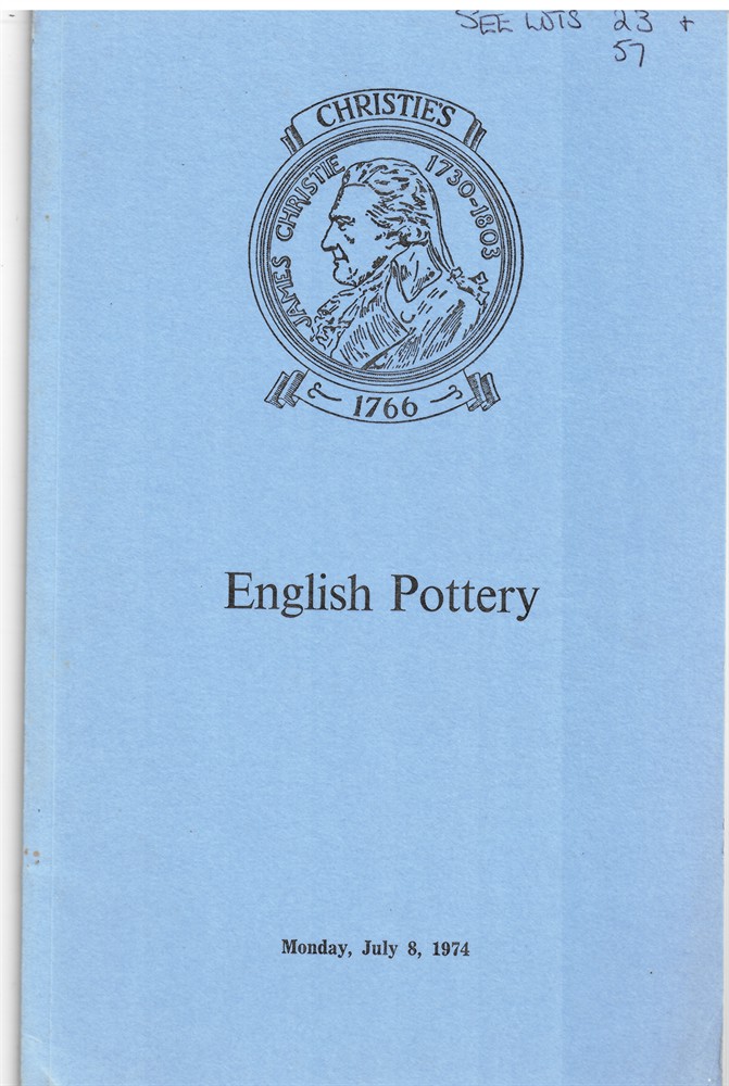 CHRISTIE'S - English Pottery. The Property of Miss S. Mervyn-Jones, Mrs. J. Nation, the Late Mrs. D.W. Priston, the Rev. Canon M.H. Ridgway and from Various Sources Which Will Be Sold at Auction by Christie, Manson & Woods Ltd... . on Monday, July 8, 1974 Basalt