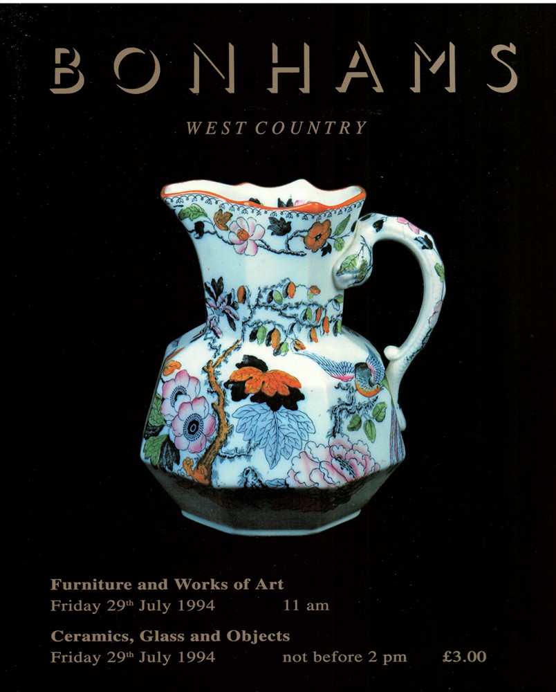 BONHAMS WEST COUNTRY - Furniture and Works of Art. Friday 29th July 1994. Ceramics, Glass and Objects. Friday 29th July 1994
