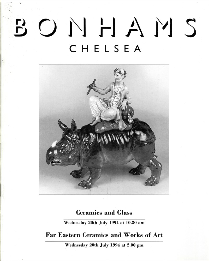 BONHAMS CHELSEA - Ceramics and Glass. Wednesday 20th July 1994. Far Eastern Ceramics and Works of Art. Wednesday 20th July 1994