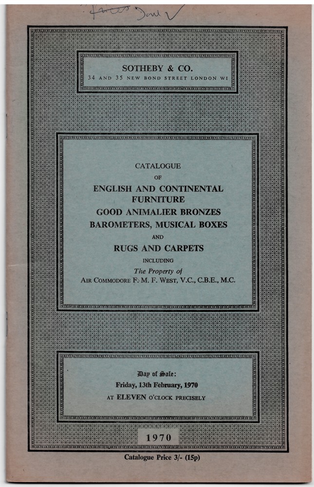 SOTHEBY'S - Catalogue of Rugs and Carpets Including a Kashan Silk Rug. Good Animalier Bronzes... Day of Sale: Friday, 13th February, 1970
