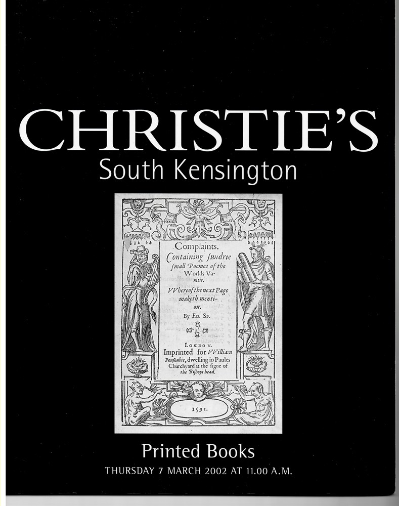 CHRISTIE'S SOUTH KENSINGTON - Printed Books. Thursday 7 March 2002