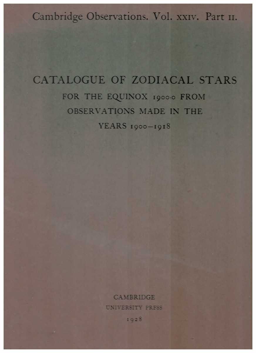 Catalogue of Zodiacal Stars for the Equinox 1900.0 from Observations Made in the Years 1900-1918