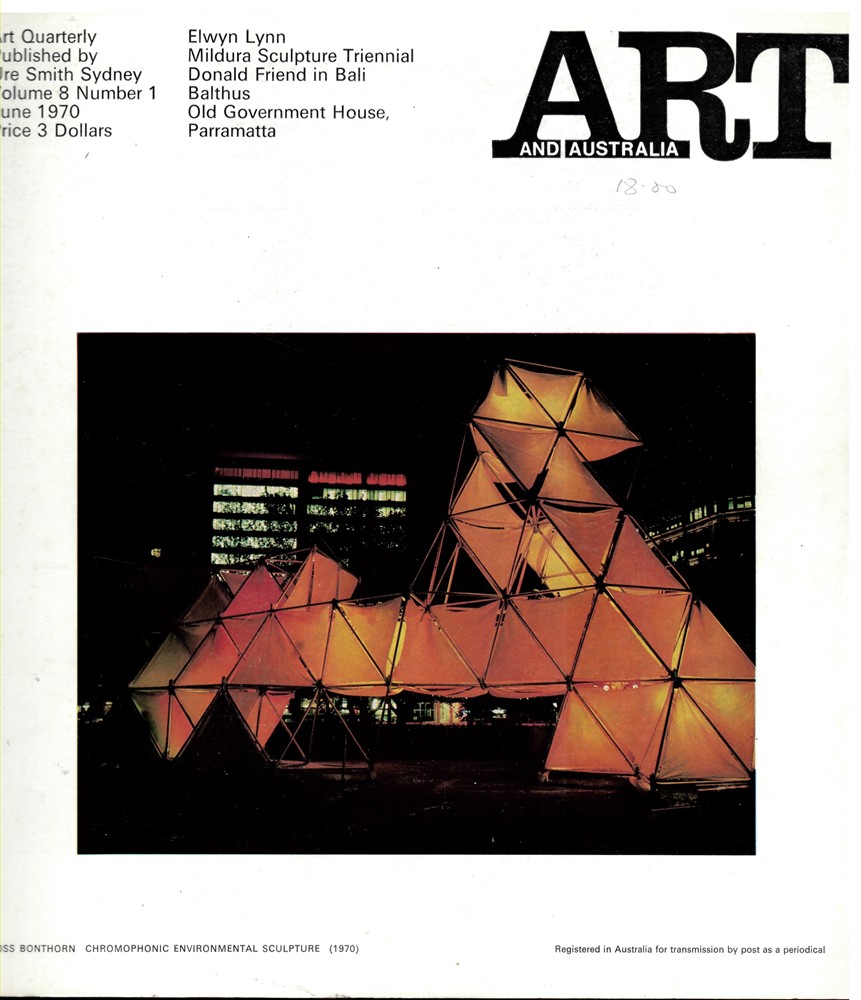 HORTON, MERVYN (EDITOR) - Art and Australia. Volume 8 Number 1 June 1970